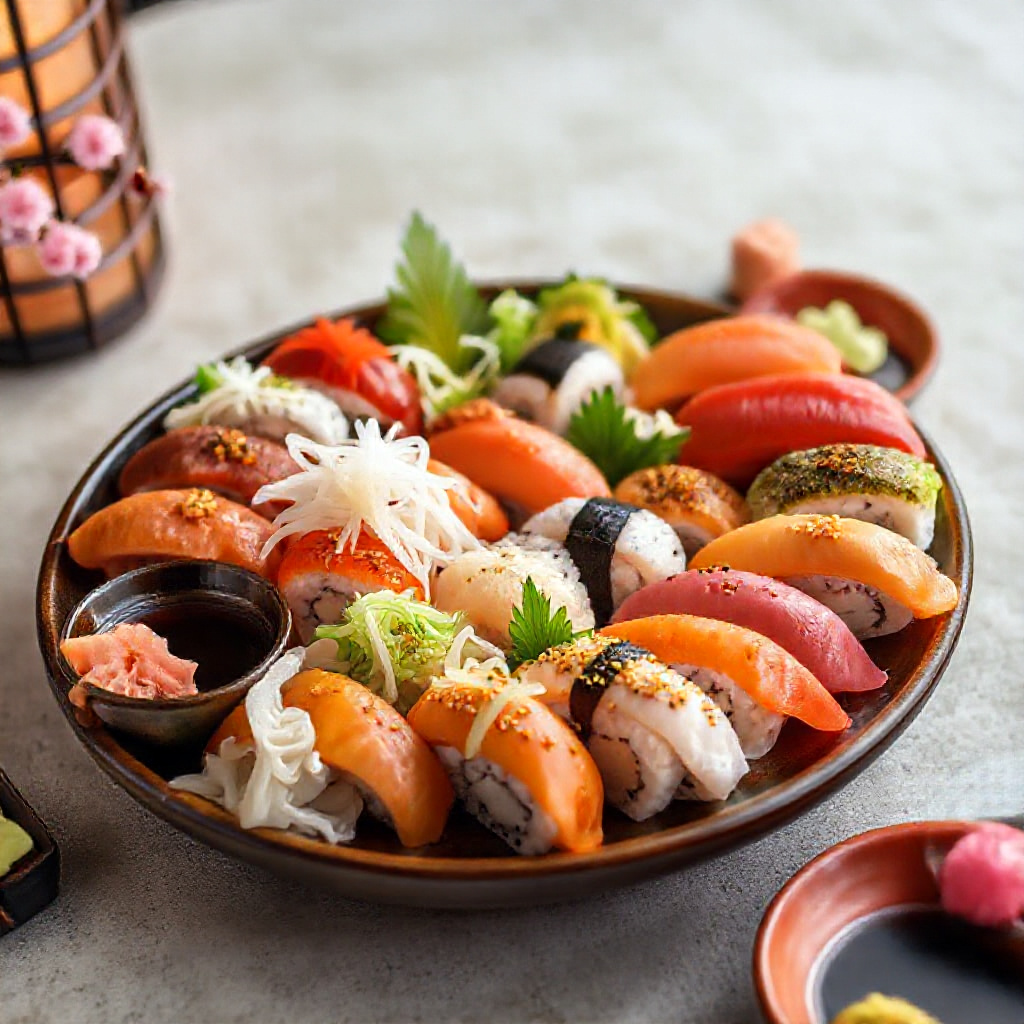 Assorted sushi plates