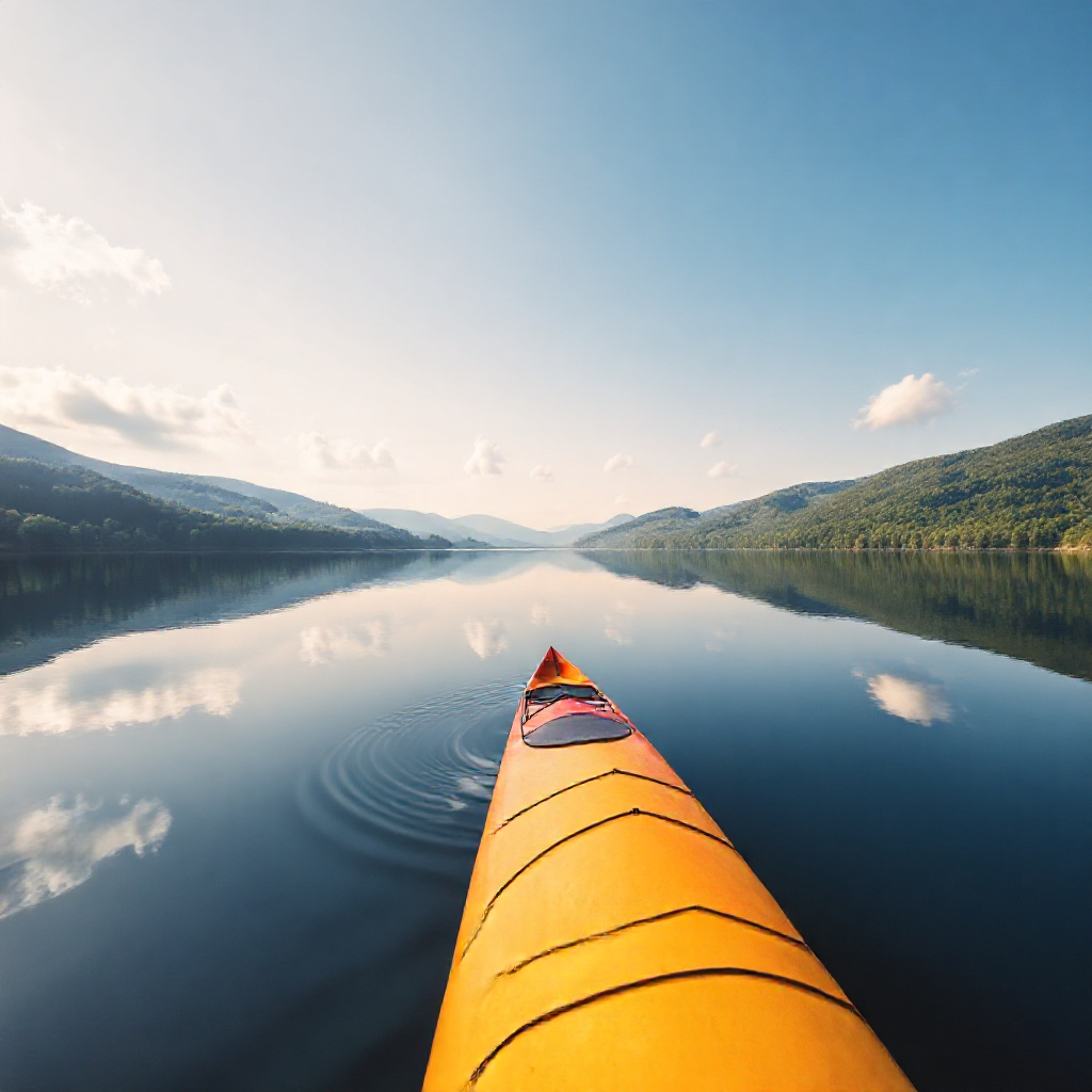 Kayaker on a peaceful lake