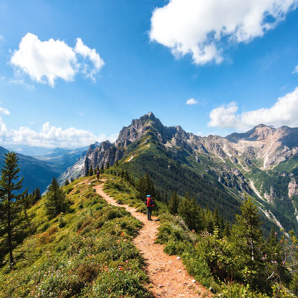 Person hiking on a mountain trail