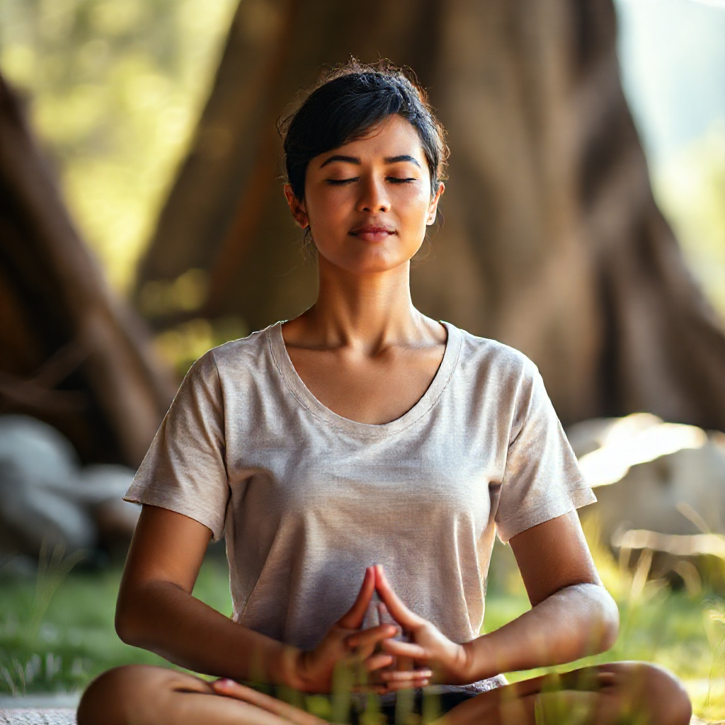 Person meditating in a quiet space