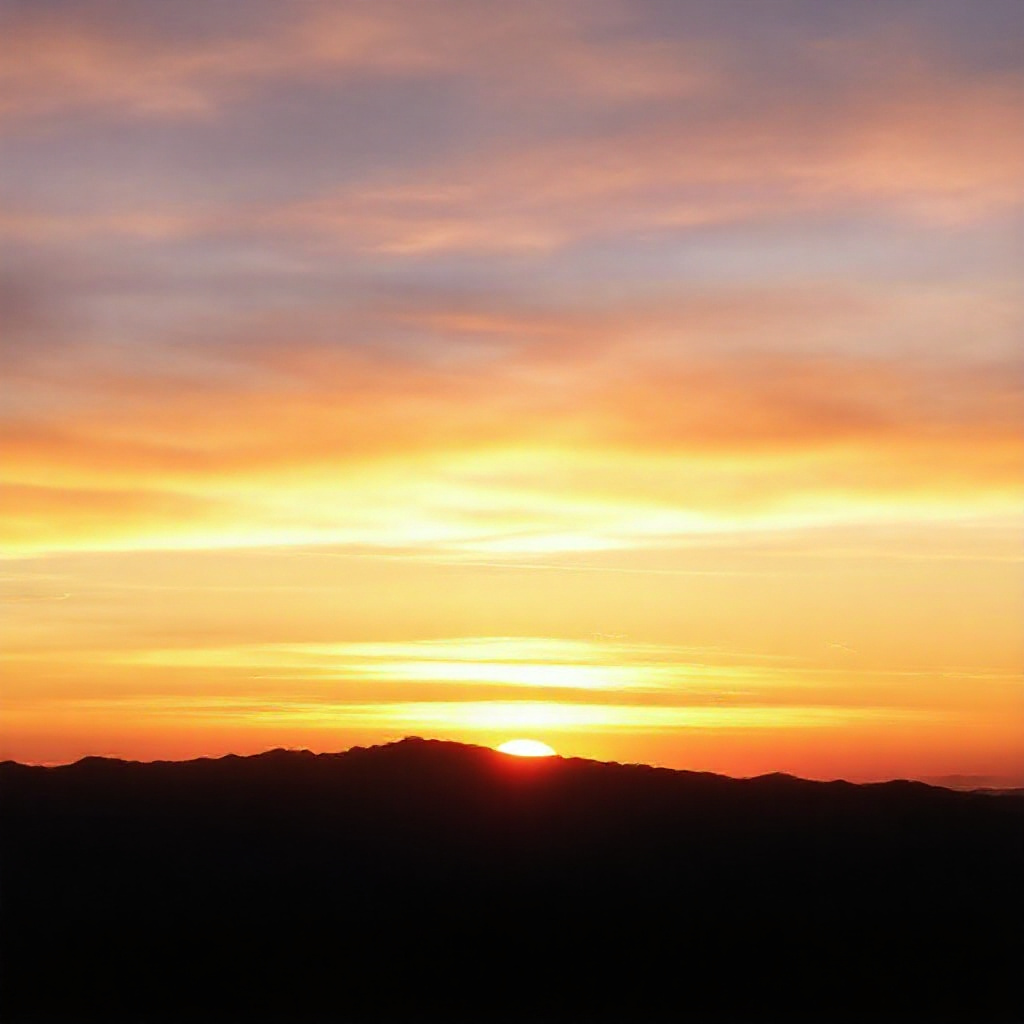 A serene sunset over a mountain