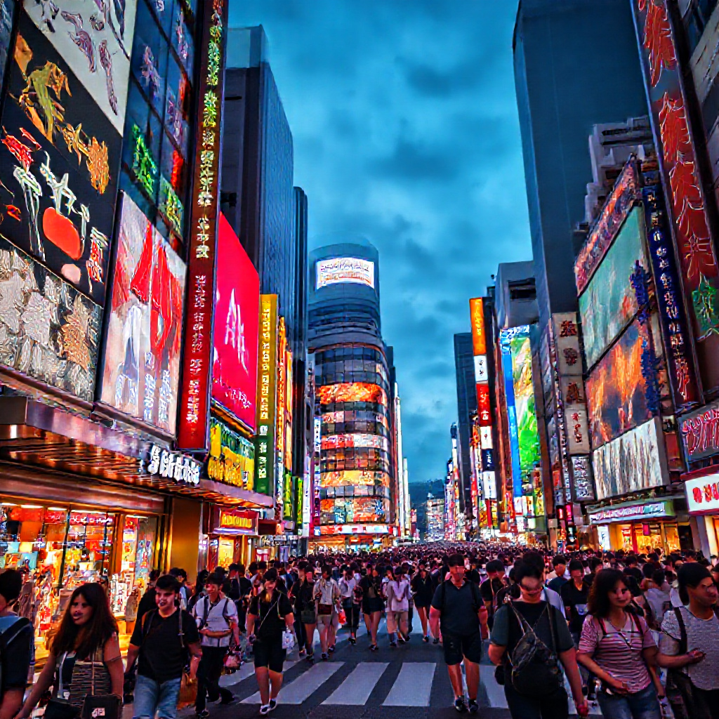 Bustling Tokyo shopping district in Harajuku