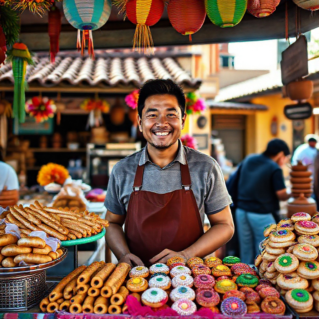 Takumi’s cart in a Mexican market stall